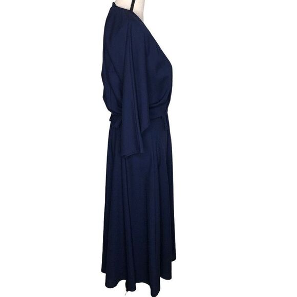 Vintage Hamells Navy Blue Dolman Sleeve Fit and Flare Midi Dress Size 14 - Picture 2 of 14